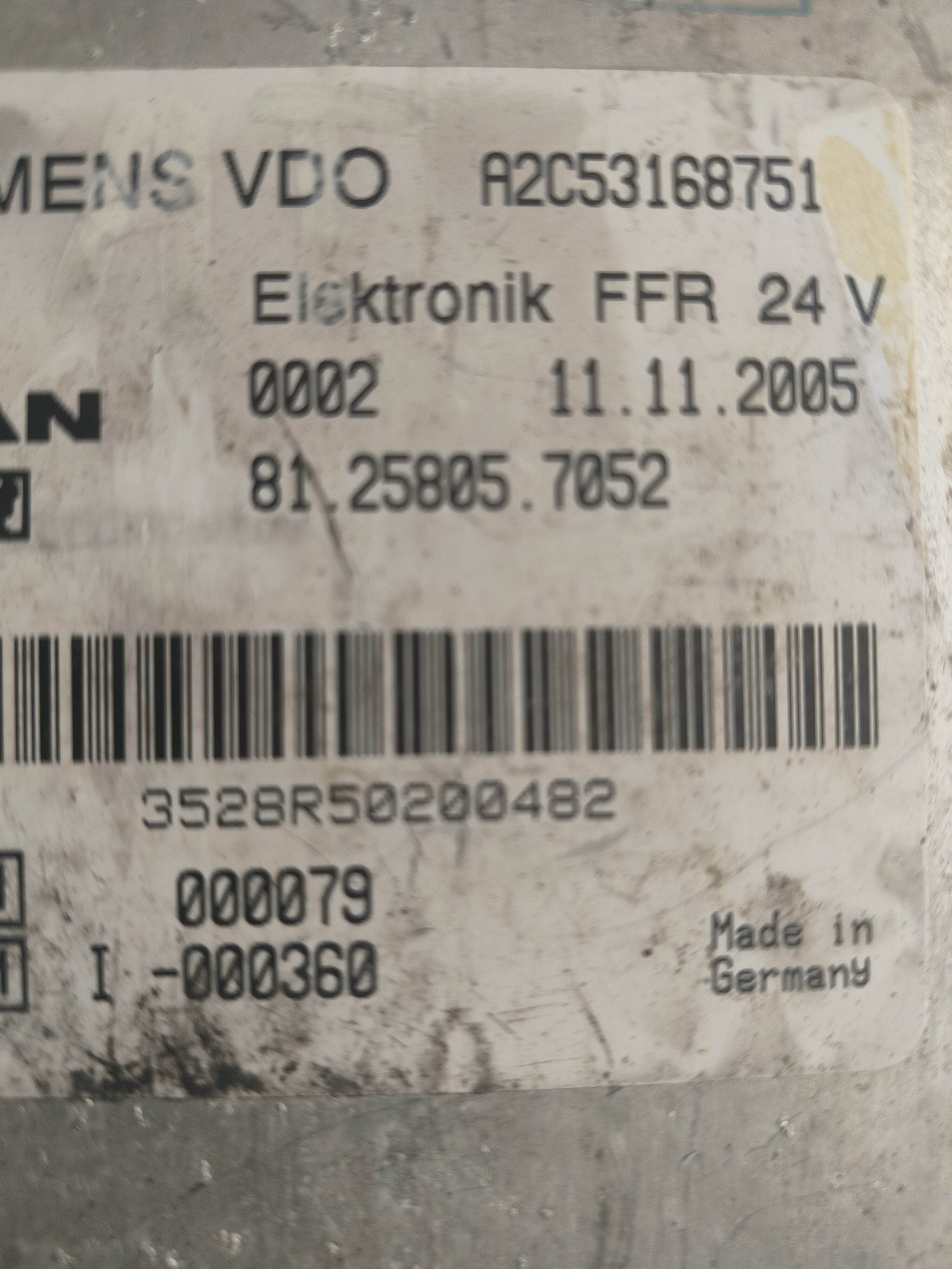 Блок VDO FFR 81258057052 81258057068 81258057088 MAN TGA с ретардой КПП автомат